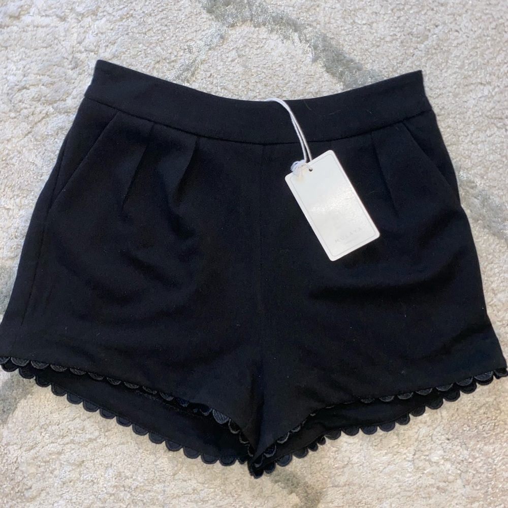 Black scalloped shorts